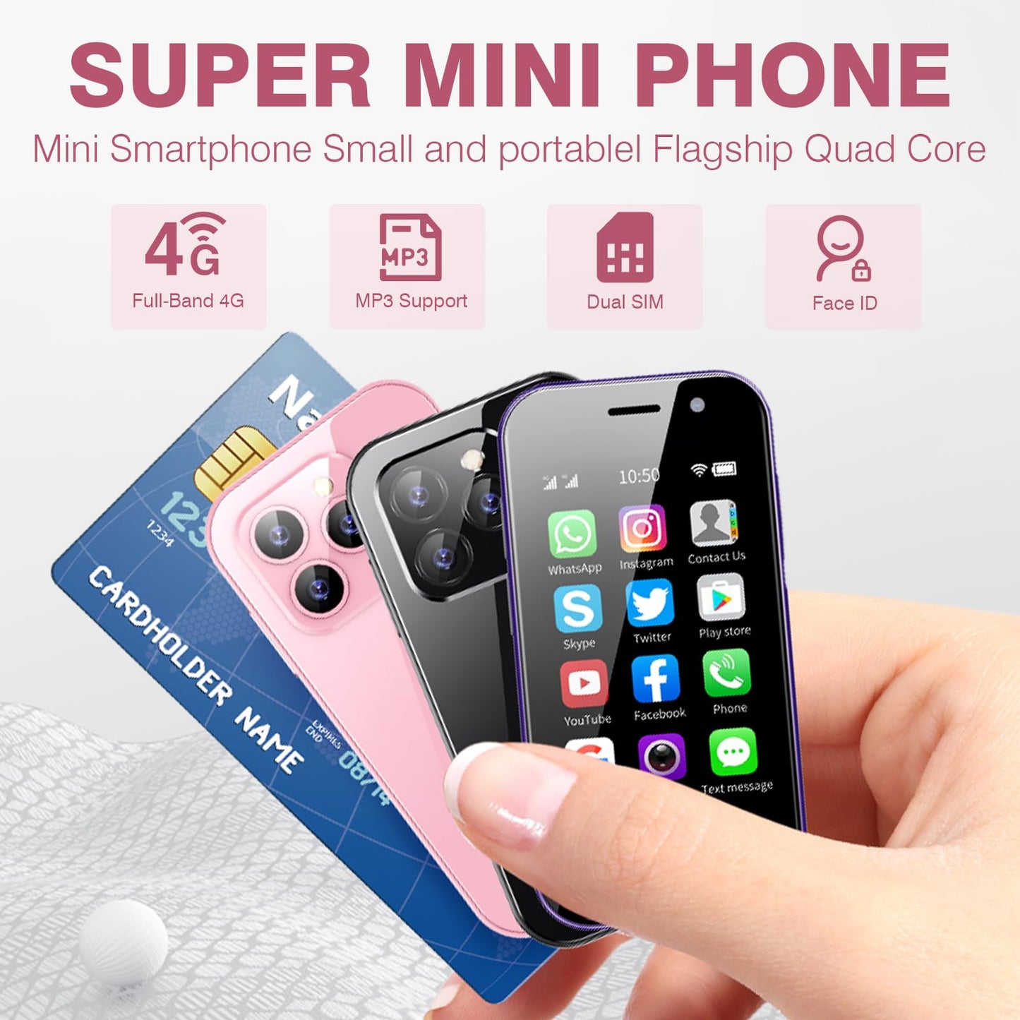 Mini iPhone Small Pocket Cellphone( 64GB Storage + 3GB RAM )